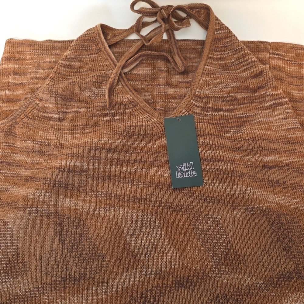 NWT Women's Wild Fable Brown Knit Halter Dress Size XL